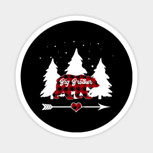 Big Brother Bear Buffalo Red Plaid Matching Family Christmas Magnet